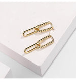 925 Sterling Silver Gold Plated Jewelry Twist Drop Earrings Dual Ring - lanciashow