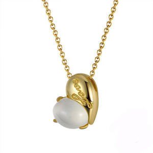 925 Sterling Silver Moonstone Heart Pendant Necklace Natrural Gemstone Jewelry - lanciashow