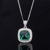925 Sterling Silver Simulated Gemstone Jewelry Created Ruby Sapphire Emerald Pendant Pave CZ - lanciashow