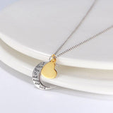 925 Sterling Silver Jewelry Moon & Heart Pendant Chain Necklace For Lover Or Daughter Gift - lanciashow