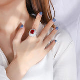925 Silver Synthetic Ruby Emerald Sapphire With Accents Ring For Wedding Engagement Party - lanciashow