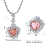 925 Sterling Silver Statement Jewelry Set Created Gems Rydian Cut Heart Pendant Ring - lanciashow
