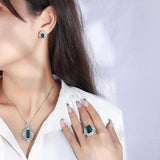 925 Sterling Silver Simulated Gems Women's Engagement Wedding Jewelry Set Emerald Cut - lanciashow