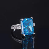 Birthstone Gemstone Silver Jewelry Radiant Cut Simulated Diamond Ring For Women Girl - lanciashow