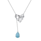 925 Sterling Silver 14K Gold Plated Chain Necklace With Waterdrop Natrural Aquamarine Gemstone - lanciashow