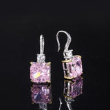 Created Diamond 925 Sterling Silver Jewelry Rydian Cut Cushion Dangle Earrings Pink Yellow Blue - lanciashow