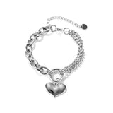 Heart Charm Bracelets Stainless Steel Jewelry for Women, Valentine's Day Gifts - lanciashow