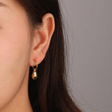 Irregular Beads Hook Stud Earrings 925 Sterling Silver Gold Plated Womens Jewellery - lanciashow