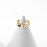 Renaissance Adjustable Open Ring 925 Sterling Silver Gold Plated With Round Cubic Zirconia - lanciashow