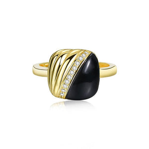 925 Sterling Silver Gold Plated Natrural Onyx Gemstone Pedant Ring Earrings Set Cushion Shape - lanciashow