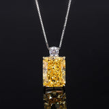 925 Sterling Silver Synthetic Gemstone Jewelry Rydian Cut Imitation Yellow Diamond Blue Topaz Pendant - lanciashow