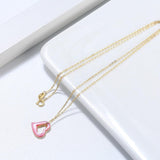 Natural Mother Of Pearl Heart Pendant With 925 Sterling Silver 14K Gold Plated Chain Necklace - lanciashow