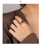 925 Sterling Silver Yellow Gold Plated Jewelry Created Red Green Sapphire Ring For Women - lanciashow
