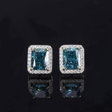 Created Birthstone Gemstone Jewelry Radiant Cut 925 Sterling Silver Cubic Zirconia Earrings - lanciashow