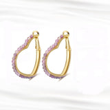 Natural Crystal Heart Hoop Earrings 925 Sterling Silver With 14K Gold Plated Jewelry - lanciashow