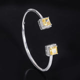 Simulated Gemstone Birthstone Jewelry Radiant Cut Yellow Blue Pink Cubic Zirconia Bangle Bracelet - lanciashow