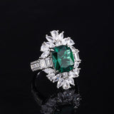 925 Sterling Silver Jewelry Created Emerald Ruby Sapphire Women's Engagement Ring - lanciashow
