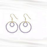 925 Sterling Silver With Natural Garnet/Lapis Lazuli/Amethyst/Spinel Crystal Beads Hoop Earrings - lanciashow