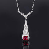 925 Sterling Silver Wedding Jewelry Synthetic Ruby Sapphire Emerald Gemstone Pendant - lanciashow