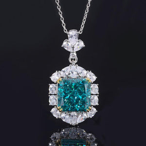 925 Sterling Silver Gemstone Jewelry Radiant Cut Imitation Yellow Diamond Blue Topaz Pendant - lanciashow
