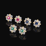 925 Sterling Silver Simulated Sapphire, Ruby, Emerald Jewellery Stud Earrings - lanciashow