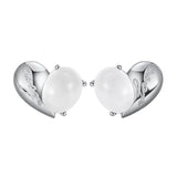 Natural Moonstone Heart Stud Earrings 925 Sterling Silver 14K Gold Plated Gemstone Jewellery - lanciashow