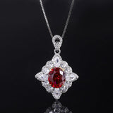 Bridal Jewelry Set Simulated Ruby Zirconia Pendant Ring Stud Earrings 925 Sterling Silver Jewelry - lanciashow