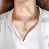 Simulated Yellow Diamond Blue Topaz Pendant 925 Sterling Silver With CZ Jewelry - lanciashow