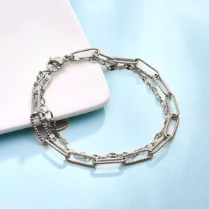 Popular Double Chain Bracelet, Lady Stainless Steel Smiling Face Bracelet, Titanium Steel Luck Star Bracelet - lanciashow
