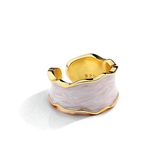 Wide Band Enamel Ring For Women 925 Solid Silver Gold Plated Trendy Jewelry - lanciashow