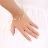 Titanium Steel Link Bracelet With Love Letter Charms Gold Plated Fashion Jewellery - lanciashow