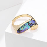 Abalone Paua Shell 925 Sterling Silver Yellow Gold Plated Ring For Women's Fashion Jewelry - lanciashow