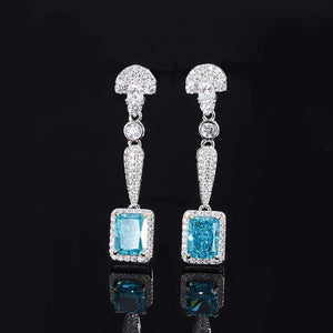 Radiant Cut Created Birthstone Gemstone Jewellery 925 Sterling Silver Cubic Zirconia Dangle Earrings - lanciashow