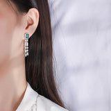 Radiant Cut Created Birthstone Jewelry 925 Sterling Silver Simulated Gemstone Dangle Earrings - lanciashow