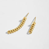 Dissymmetry Side Chain Stud Earrings 925 Sterling Silver Gold Plated Jewelry For Women - lanciashow