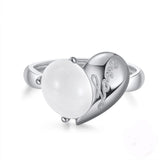 925 Sterling Silver 14K Gold Plated Jewelry Natural Moonstone Heart Ring - lanciashow