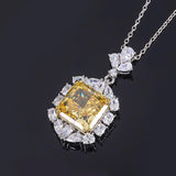 925 Sterling Silver Gemstone Jewelry Radiant Cut Imitation Yellow Diamond Blue Topaz Pendant - lanciashow