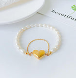 Natural Freshwater Pearl Jewelry Stainless Steel Magnet Heart Bracelet For Womens Gift - lanciashow