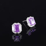 925 Sterling Silver Radiant Cut Simulated Gemstone Pendant Earrings Ring Jewelry Set - lanciashow