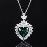 925 Sterling Silver CZ Jewelry Created Ruby Sapphire Emerald Pendant Heart Cut - lanciashow