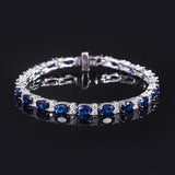White Cubic Zirconia and Simulated Blue Sapphire,Ruby, Emerald,Topaz Tennis Bracelet Jewelry Wedding Gifts for Her - lanciashow