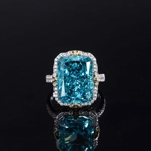 925 Silver High Carbon Diamond Jewelry Radiant Cut Rectangular Luxury Ring 12*16mm For Women - lanciashow