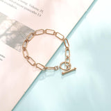 Titanium Stainless Steel Link Bracelet With OT Clasp Fashion Gold Plated Jewelry - lanciashow
