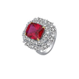 925 Silver Synthetic Ruby Emerald Sapphire With Accents Ring For Wedding Engagement Party - lanciashow