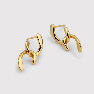 Twist Double C Stud Earrings 925 Sterling Silver Gold Plated Jewellery For Womens - lanciashow