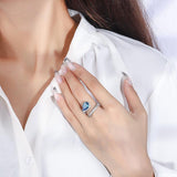 925 Sterling Silver Birthstone Ring For Women Pear Cut Stone With White CZ Accents - lanciashow
