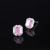 925 Sterling Silver Simulated Diamonds Jewelry Set Radiant Cut Pink Gems Cushion Pendant Ring Stud Earrings - lanciashow