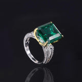 925 Sterling Silver Jewelry Simulated Emerald Ruby Womens Solitarie Ring - lanciashow