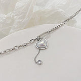 Lariat Heart Y Drop Necklaces for Women Stainless Steel Jewellery With Synthetic Pearl - lanciashow