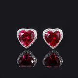925 Sterling Silver Wedding Jewelry Set Simulated Ruby Diamonds Pendant Ring Earrings Heart - lanciashow